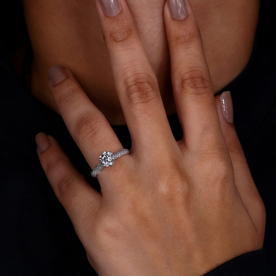 Six Prong Moissanite Diamond Ring