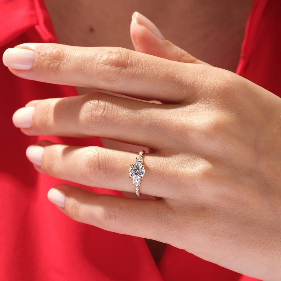 Channel Set Three Stone Engagement Ring