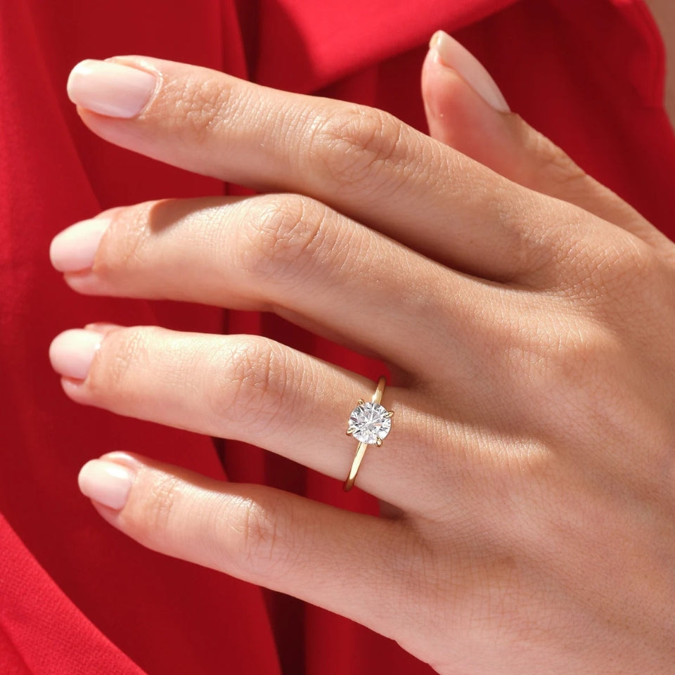 Round Halo Moissanite Diamond Ring