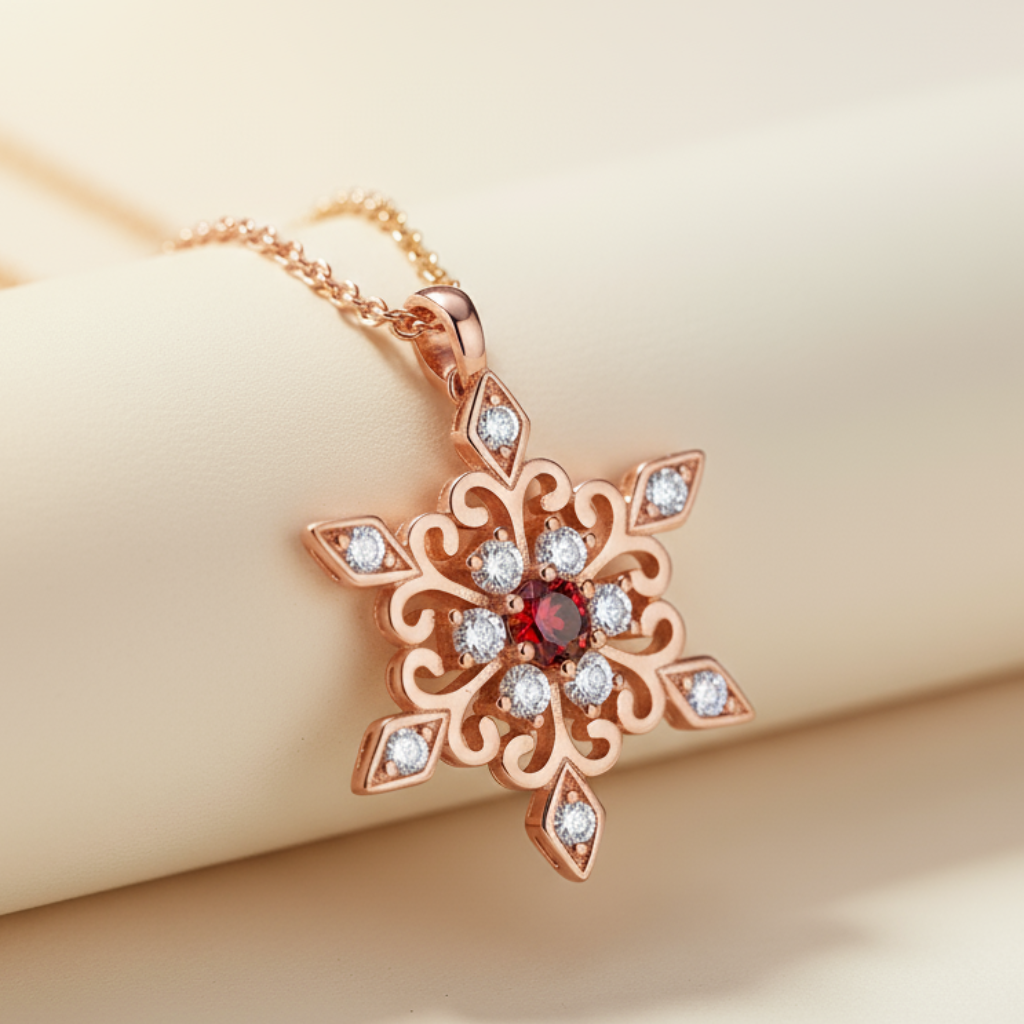 Birthday Snowflake Pendant Necklace