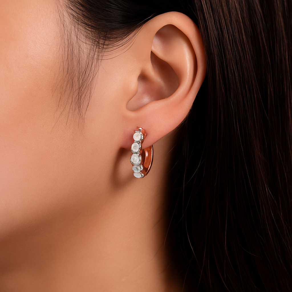 Moissanite  Diamond Huggie Hoop Earrings
