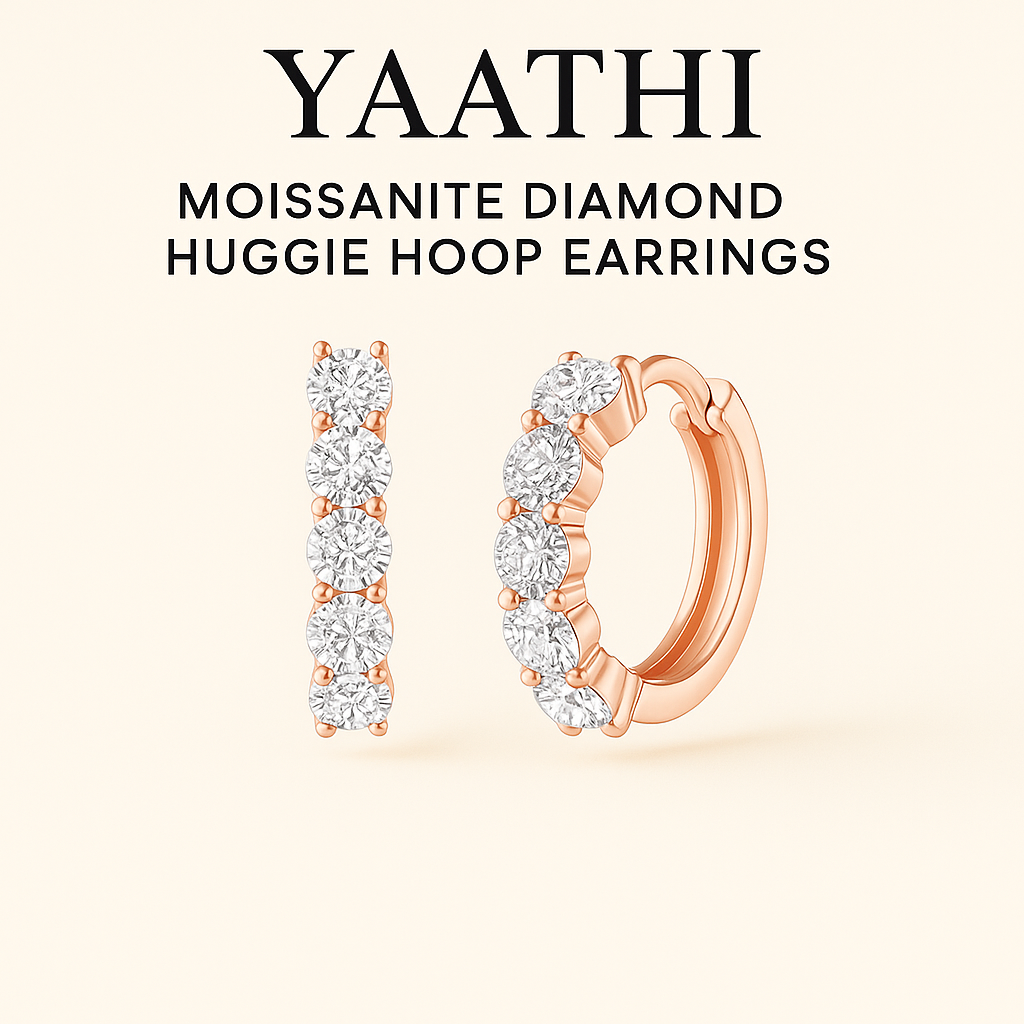 Moissanite  Diamond Huggie Hoop Earrings