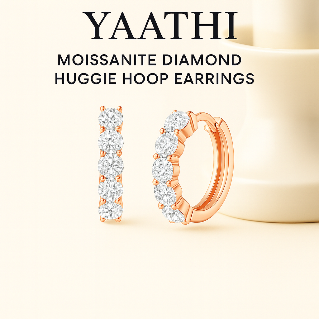 Moissanite  Diamond Huggie Hoop Earrings