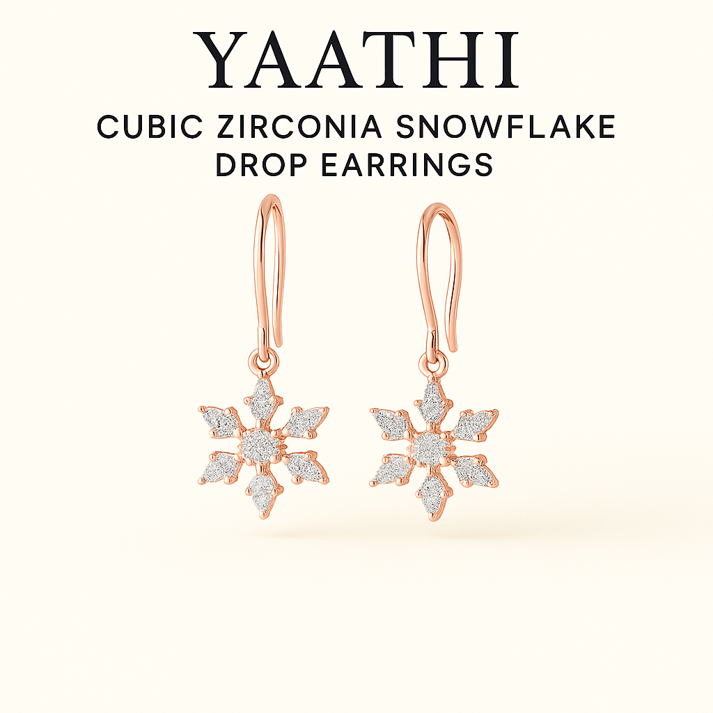 Cubic Zirconia Snowflake Drop Earrings