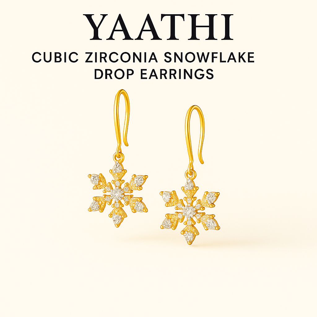 Cubic Zirconia Snowflake Drop Earrings