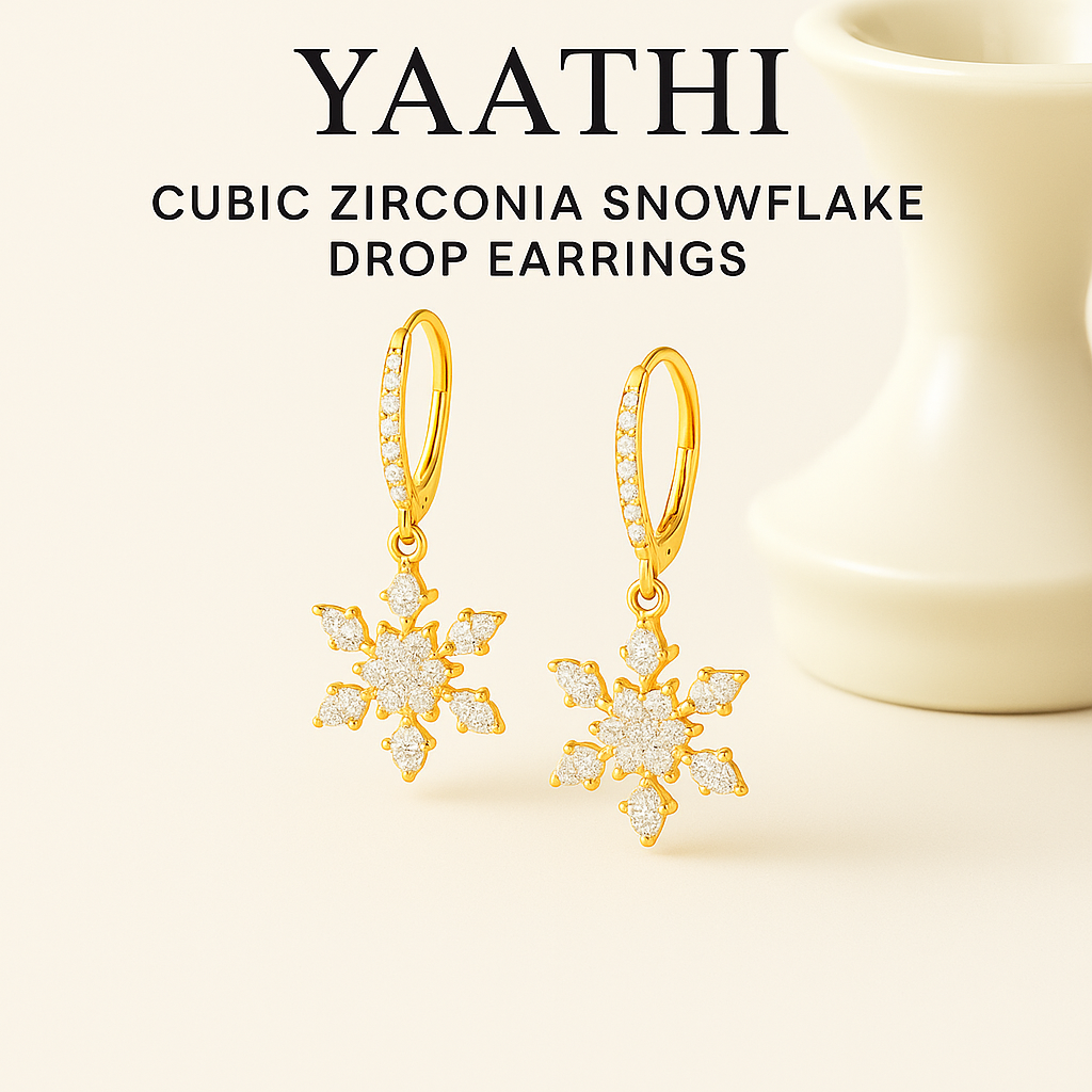 Cubic Zirconia Snowflake Drop Earrings