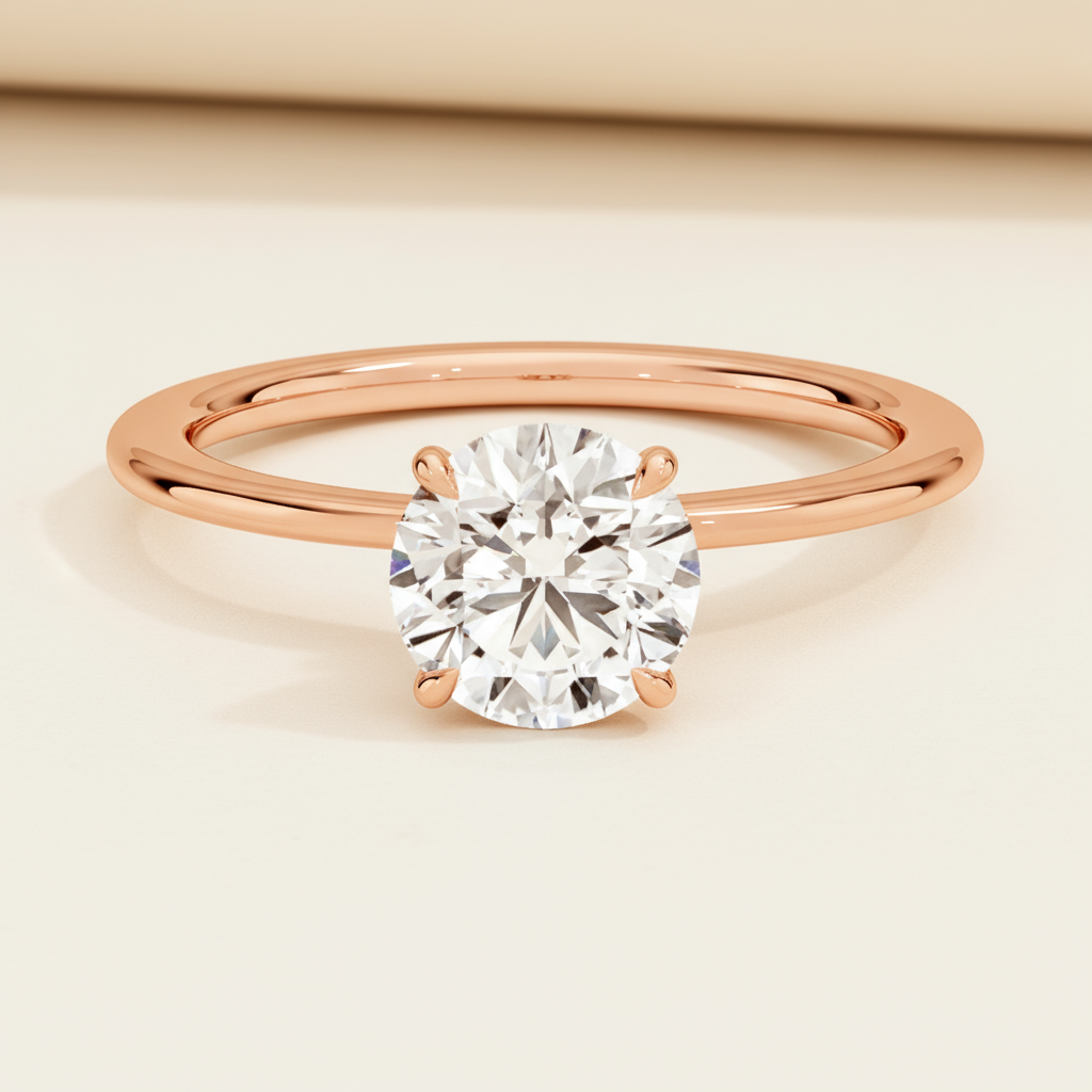 Round Halo Moissanite Diamond Ring