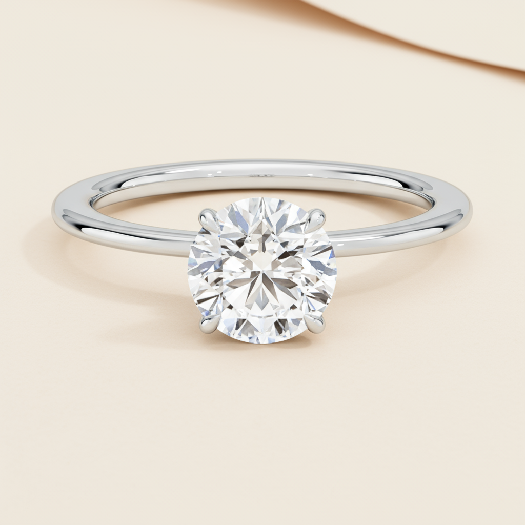 Round Halo Moissanite Diamond Ring
