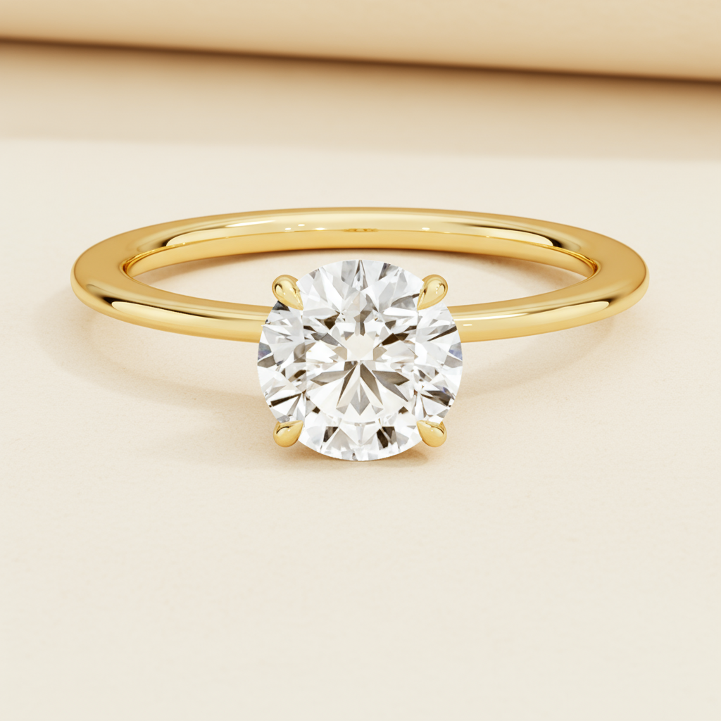 Round Halo Moissanite Diamond Ring